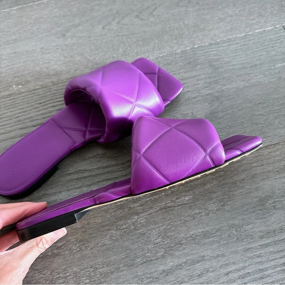 Bottega Veneta Purple Padded Leather Slide Sandals